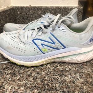 New Balance Women's Light Gray and Blue Athletic Shoes